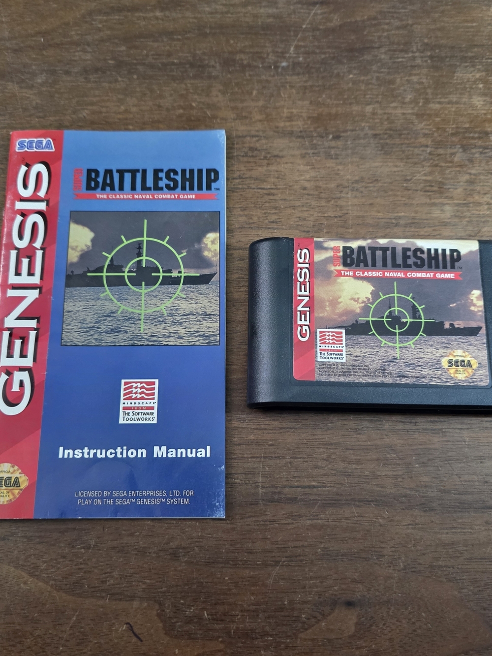 Sega Genesis Super Battleship Video Game Cartridge + Manual